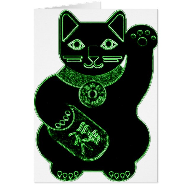 néon de vert de neko de maneki (Devant)