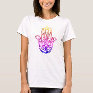 Neon design Hamsa Main sur le t-shirt femme.