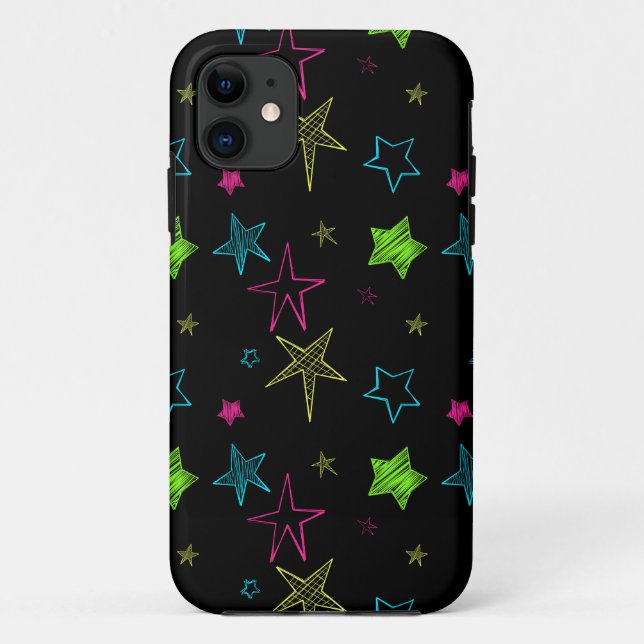 Neon Doodle Stars iPhone 5/5S Coque (Dos)