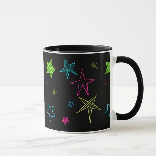 Neon Doodle Stars Mug (Droite)