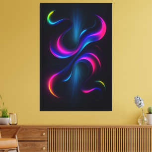 Neon Dreams III Métal Art Mural Moderne Abstrait
