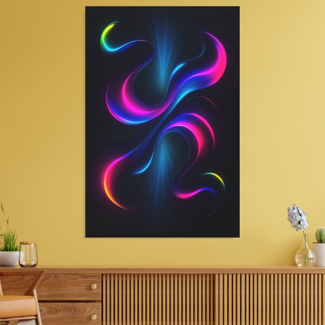 Neon Dreams III Métal Art Mural | Moderne Abstrait (Insitu(Salon))