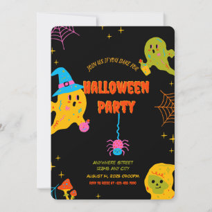 Neon Éffrayant Halloween Party Invitation