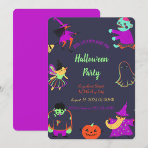 Neon Éffrayant Halloween Party Invitation