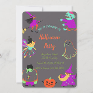 Neon Éffrayant Halloween Party Invitation