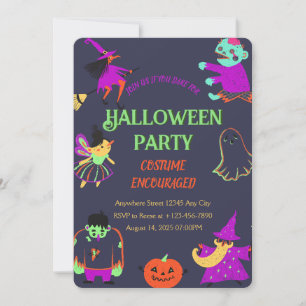 Neon Éffrayant Halloween Party Invitation