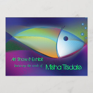 Neon Fish Art Gallery Exposition Invitations