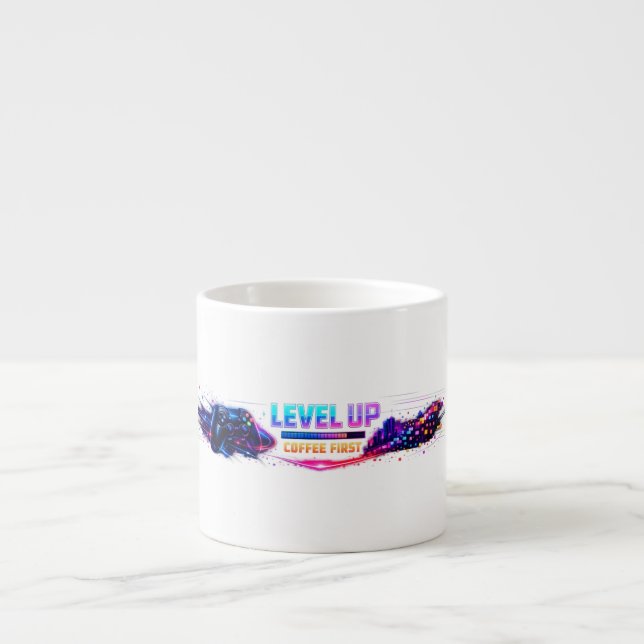 Neon Gamer Wrap Coffee Mug 🎮 | LEVEL UP Coffee Fi (Devant)