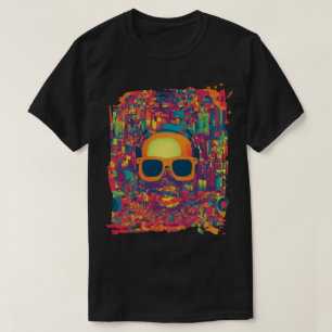 "Neon Glitch Vibes" T-Shirt d'Art Abstrait –