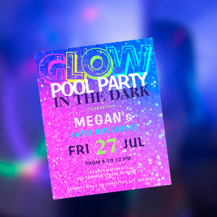 Neon glow ados budget anniversaire invitation