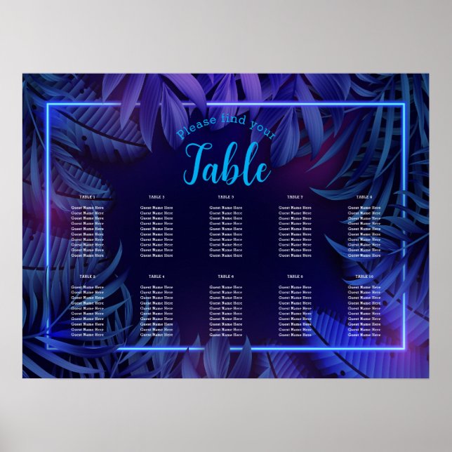 Neon Glow Anniversaire Téléchargeable Tableau de s (Devant)