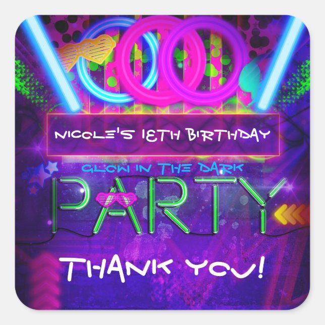 Neon Glow Club PARTY Stickers Anniversaire Favoris (Devant)