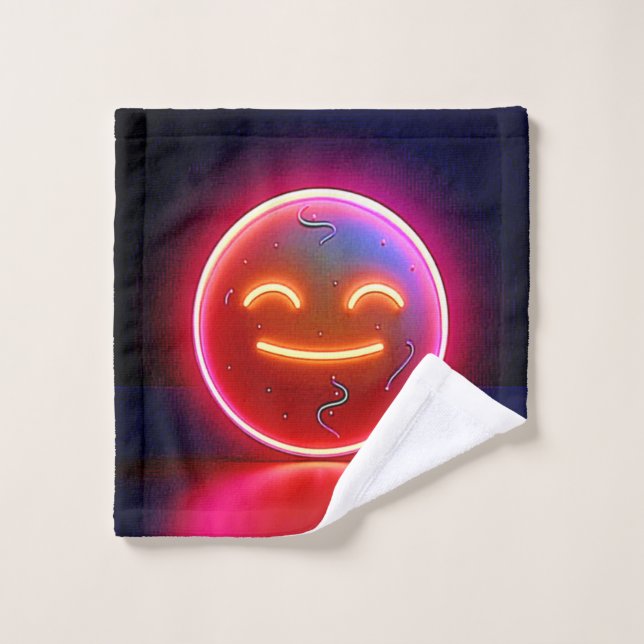 Neon Glow Happy Face Art (Gant de toilette)