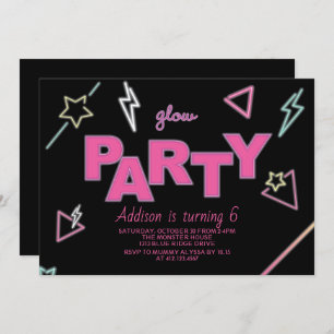 Neon Glow Party Anniversaire Invitation