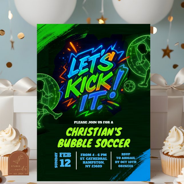 Neon Graffiti adolescent Bubble Soccer Invitation (Créateur téléchargé)