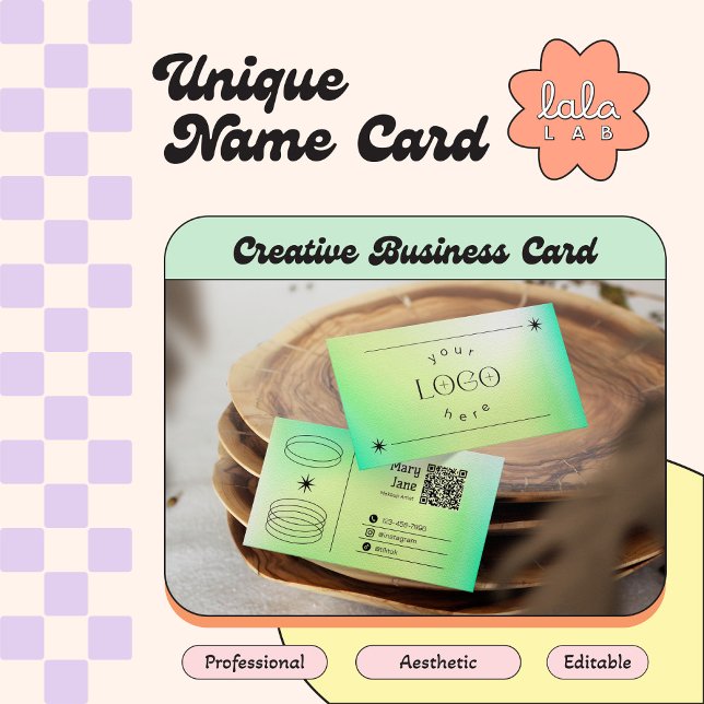 Neon Green Gradient Carte de visite modifiable ten (Créateur téléchargé)