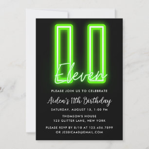 Neon Green Invitation du 11e anniversaire