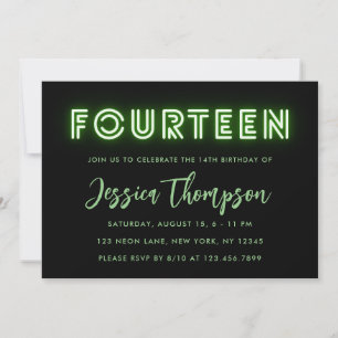 Neon Green Invitation du 14e anniversaire