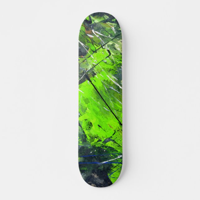 Neon Green Jungle Grunge Abstract Skateboard (Devant)