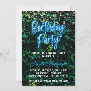 Neon Green Wall Green Invitation de fête d'anniver