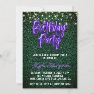Neon Green Wall Green Invitation de fête d'anniver