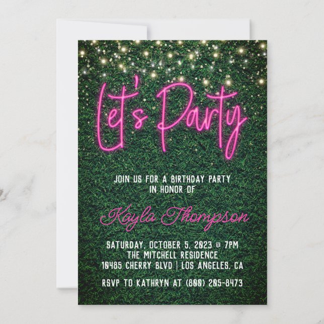 Neon Green Wall Invitation fêtée (Dos)