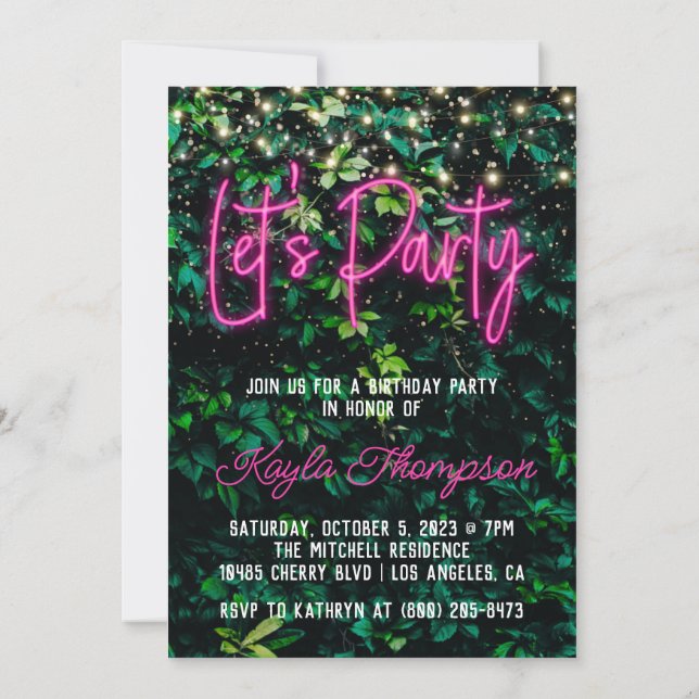 Neon Green Wall Invitation fêtée (Dos)