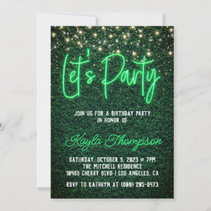 Neon Green Wall Invitation fêtée