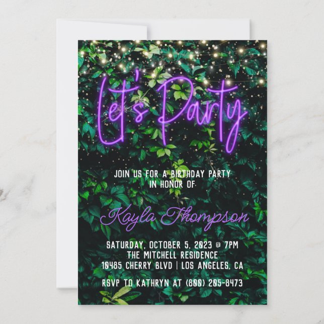 Neon Green Wall Invitation fêtée (Dos)