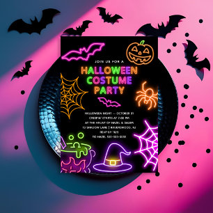 Neon Halloween Costume Party Invitation