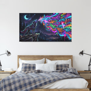Neon Howl – Toile énergétique Urban Wolf