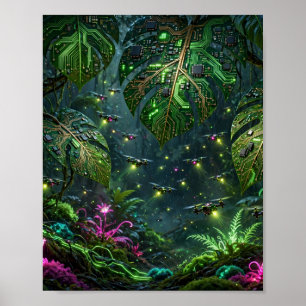 Neon Jungle — Affiche d'art de fusion technologiqu