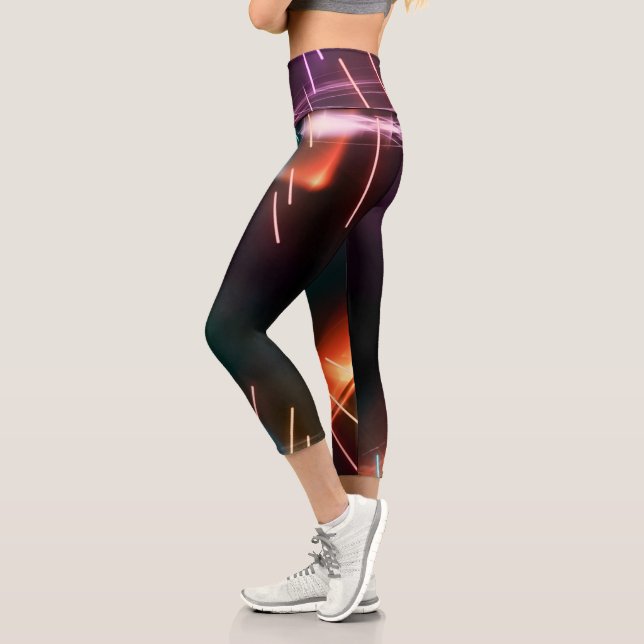 Neon Led Artistique Femmes Noires Capri Leggings (Gauche)