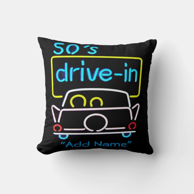 Neon les années 50 Drivein Coussin décoratif pour  (Recto)