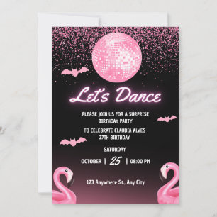 Neon Light Adult Disco invitation pour la fête d'a