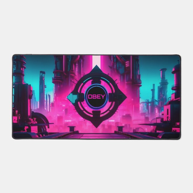 Neon Magenta Cyan Cyberpunk City Obey Gamer (Recto)