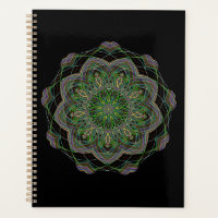 Neon Mandala Trippy Fractal Art Rosette Motif