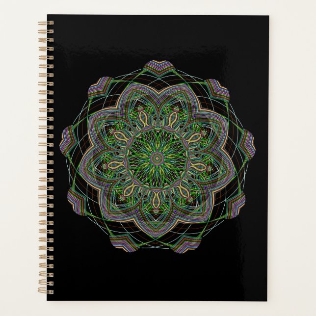 Neon Mandala Trippy Fractal Art Rosette Motif (Devant)