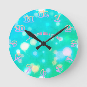 NEON Mur Horloge Turquoise PINK SKI Personnalisé