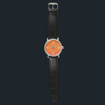 Neon orange - chiffres arabes montre<br><div class="desc">Téméraire, néon orange couleur visage design - chiffres arabes en blanc. Poignet pour celui qui aime les couleurs vives. Vous pouvez le customiser maintenant avec son nom / texte / monogramme etc. Design unique par Alma Wad. — Orange - la couleur du Soleil - est souvent associé au signe de...</div>