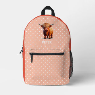 NEON Orange Cow School thème Sac à dos imprimé