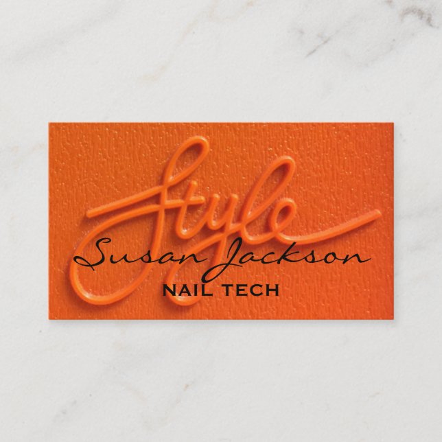 Neon Orange Style Carte de visite de script modern (Devant)