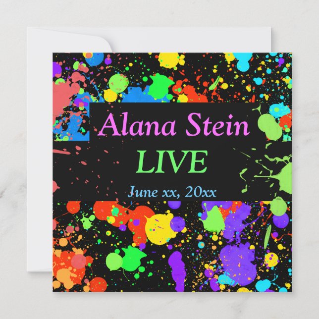 Neon Paint Splatter, Bar / Invitation Bat mitzvah (Devant)