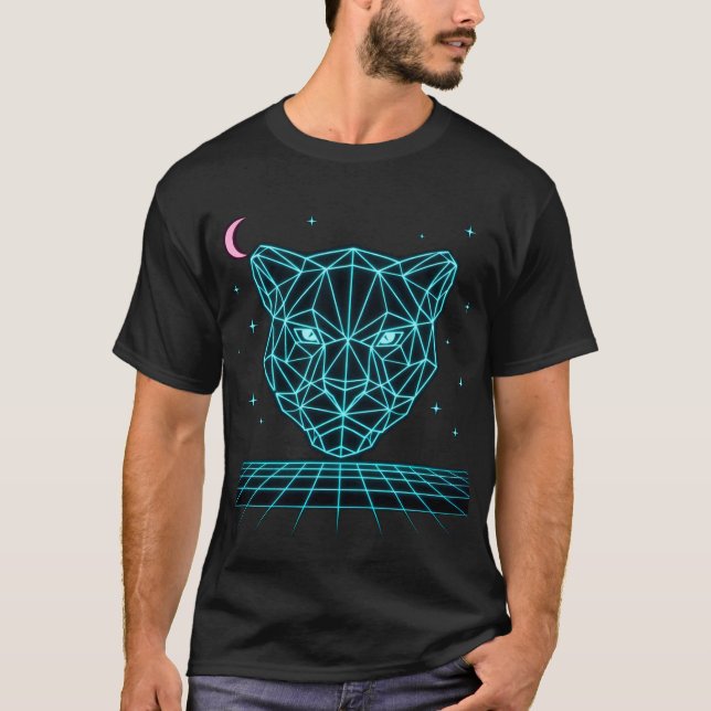 Neon Panther - Synthwave T-shirt électrique foncé (Devant)