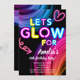 Neon Party Glow Anniversaire Invitation