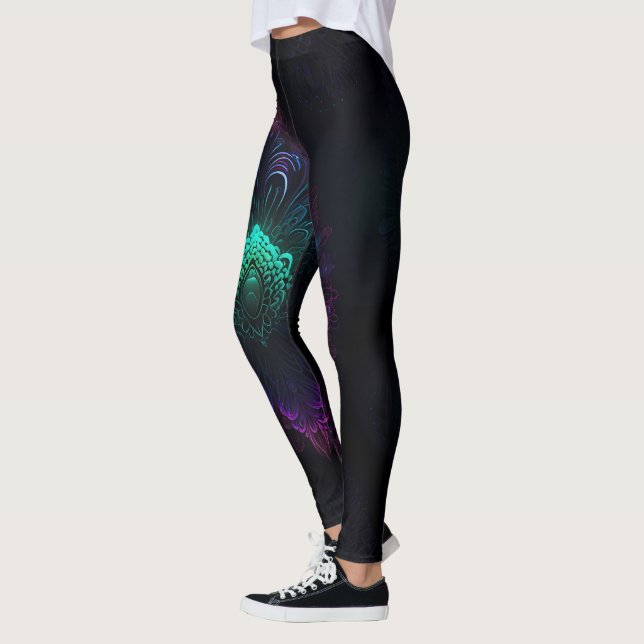 Neon Peacock Élégance Leggings (Gauche)