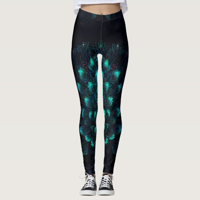 Neon Peacock Élégance Leggings (Devant)