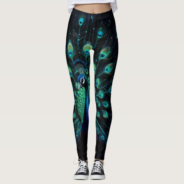 Neon Peacock Élégance Leggings (Devant)