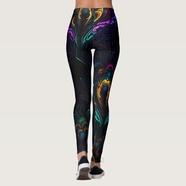Neon Peacock Élégance Leggings (Dos)