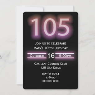 Neon Pink 105e anniversaire de fête Invitation